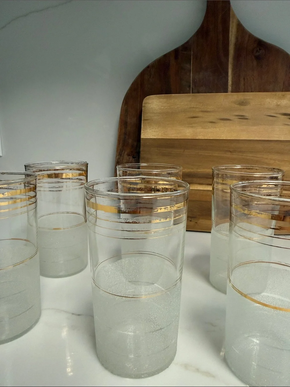Classic White Tumbler antique Set with Gold Banding - 6 Pack